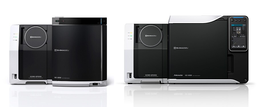 左：与 GC-2050 紧凑型 GC 组合的系统示例 照片右：与高端 GC-2030 型号组合的系统示例
